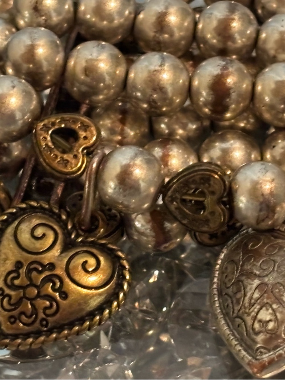 ✨ Vintage Stretchy Multi-Strand Heart Charm Bracelet ✨ - Picture 12 of 13